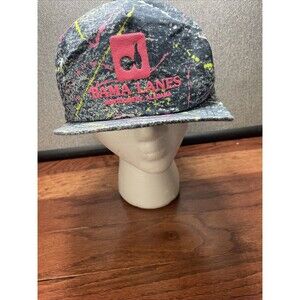 Vintage 90’s Denim Paint Splatter SnapBack Hat - Made In The USA- Bama Lanes